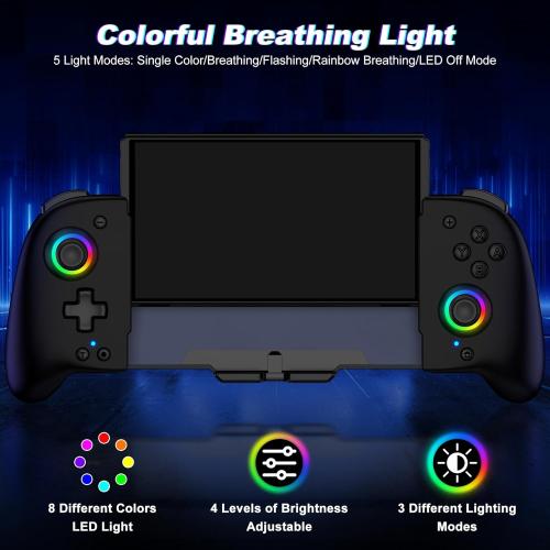 Gammeefy Switch Controllers Compatible with Nintendo Switch/Switch OLED, One-Piece Joypad Controller Replacement for Switch Pro Controller with 9 Lights Color, Turbo, Macro, KeyLinker APP