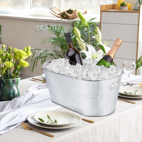 OBTANIM 2 Pack 4 Gallon Galvanized Ice Buckets Metal Champagne Drink Cooler Storage Ice Tub with Handles for Beer Cocktails Wine Beverage Home Parties Bar Cooling Supplies
