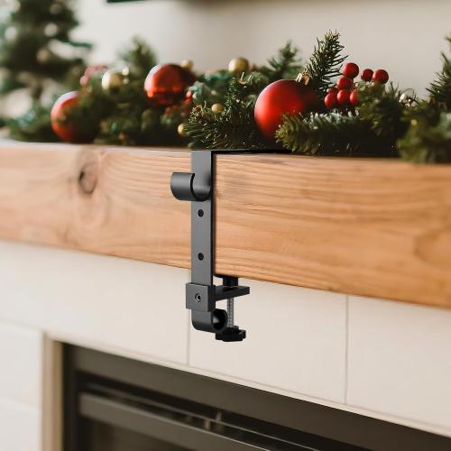 Stocking Hangers for Mantel,4 Pcs 2 in 1 Adjustable Fireplace Christmas Stocking Holder,No-Drill, Easy to Install Garland Hanger for Christmas Decorations,Fits 0.1”-3.5”Mantles(Black, 4)