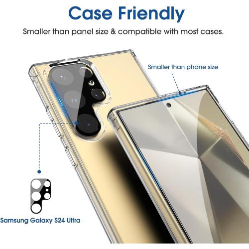 amFilm Auto-alignment OneTouch for Samsung Galaxy Screen Protector   Camera Lens Protector, Tempered Glass, 30 seconds Installation, Bubble Free, Case Friendly, Anti-Scratch [2 2 Pack] (S24U-6.8)