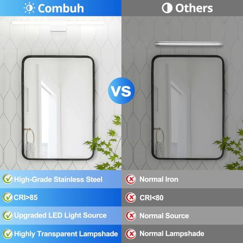 Combuh Bathroom Light Fixtures Over Mirror, 24 Inch IP44 9W Morden Vanity Light Bar for Bathroom, Chrome Wall Lighting Fixtures, Cool White 6000K