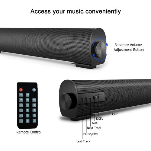 Portable Soundbar for TV/PC, Outdoor/Indoor Wired & Wireless Bluetooth 5.0 Speaker with Remote Control and Coax Cable, 2X5W Mini Home Theater Sound bar with Built-in Subwoofers for Projector (Updated)