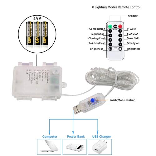 Twinkle Star String Lights 40 LED Spring Garden Decorative Indoor Outdoor Fairy Light USB & Battery Operated Lights 13ft Waterproof Lights with Remote Control for Festival Party Bedroom Decoration