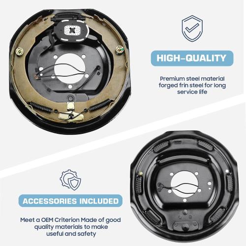 SEHNSUCHT Trailer Electric Brakes, 1 Pair of Electric Brake Assembly 12 X 2 for 5200lb 6000lb 7000lb Axle (Set 2: 1 Left 1 Right)