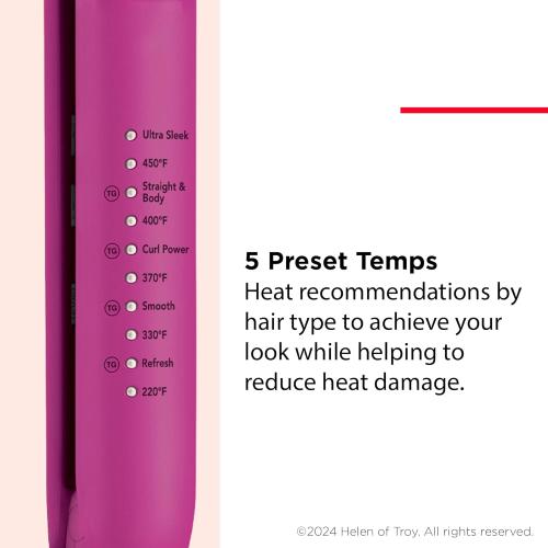 REVLON Ceramic Tourmaline 1 Flat Iron - Hair Straightener Evenly Distributes Heat for Less Damage, 5 Preset Temperatures for All Hair Types