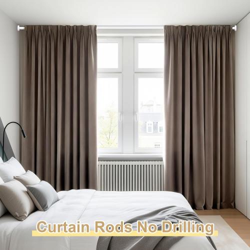 White Tension Curtain Rod 41-146In(4-12Ft), Extra Long Outdoor Curtain Rod No Drilling for Window or Patio, Heavy Duty Shower Rod for Bathroom,Rod Diameter 1.26In(2Pack)