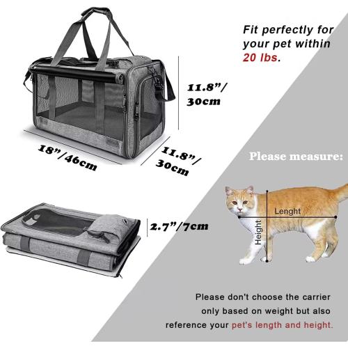 GAPZER Pet Carrier for Large Cats, Soft-Sided Cat Carrier for Medium Big Cats and Puppy up to 20lbs, Washable Dog Carrier Privacy Protection for Home Outdoor Travel