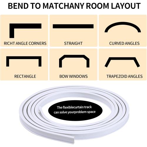 Flexible Bendable Ceiling Curtain Track, 5m (16.4ft), Ceiling Track Ceiling Mount, for Curtain Track with Track Curtain System, RV Curtain Spacer, Curtain Ceiling Track