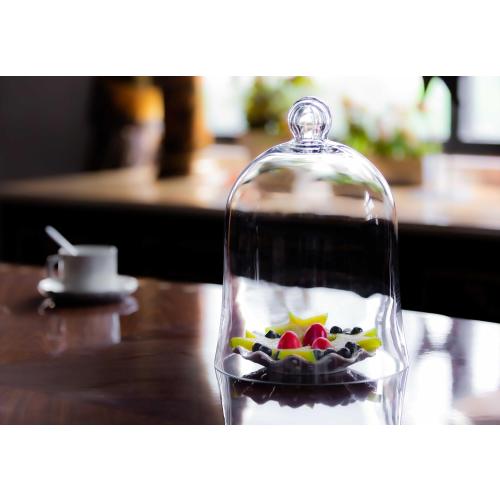CYS EXCEL Glass Bell Dome Cloche (H:12 W:8.5) | Multiple Size Choices Enchanted Rose Glass Cover | Cake Dessert Display | Terrarium Jar Plant Cover