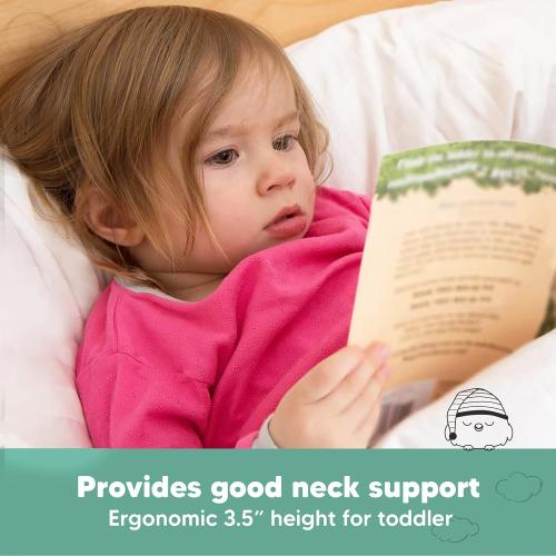 Toddler Pillow with Pillowcase - 13x18 My Little Dreamy Kids Travel Bed Pillows for Sleeping, Organic Cotton Small Pillowcase, Soft & Breathable, Machine Washable, Toddlers 2-5 Years Old (Soft White)