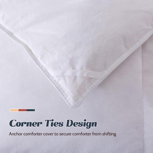 Feather Comforter, Filled with Feather and Down, White Duvet Insert - Luxurious Hotel Collection Bed Blanket Comforter - 100% Cotton Shell - 128 x 98