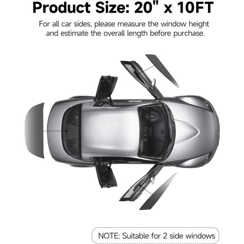 Window Tint Car Automotive, Privacy Protection, Nano Ceramic Car Window Tint, 2Mil Thick, DIY Installation, UVR 99% Heat& UV Block or Professional Application, (20% VLT), 20 x 10FT