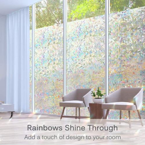 Volcanics Privacy Window Film Decorative Window Cling Glass Film Reflective 3D Window Film 60 x 200CM Non-Adhesive Window Stickers Static Cling Window Covering
