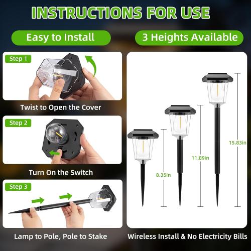 16Pack Solar Pathway Lights Outdoor, Warm White LED Waterproof Solar Lights