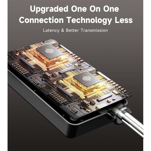 Wireless Microphones, Microphone with One-to-One Chip Connection and Rechargeable Receiver, 40H Duration, 200FT Range Receiving, Less Latency, Metal Construction Microphone for Singing