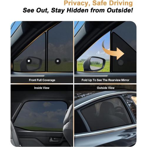ECOZEN Car Window Sunshade for 2024-2025 2026 Toyota Tacoma Accessories - 4 Pcs Pack Side Sun Shade Magnetic Sunshade Insulate Heat & UV with Breathable Mesh - 2024-2026 Tacoma Double Cab Only