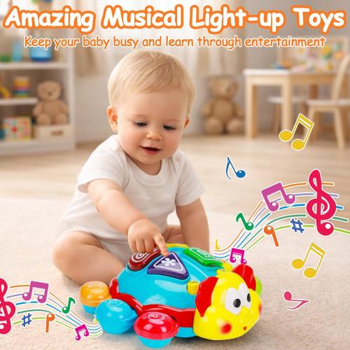Baby Crawling Toys 6-12 Months, Musical Light Up Tummy Time Toy for Infant 0-6 7 8 9 12-18 Month Old, Toddler Spanish English Bilingual Learning Educational Development Gift for 1 2 Year Old Boy Girl