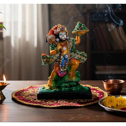 Size 8.5x6.5 eSplanade Resin Hanuman Anjaneya Pavan Putra Idol Murti Moorti Statue (8.5 x 6.5 Inches)
