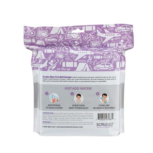 Scrubzz Disposable No Rinse Bathing Wipes - All-in-1 Single Use Shower Wipes, Simply Dampen, Lather, and Dry Without Shampoo or Rinsing (Lavender, 2-Pack)