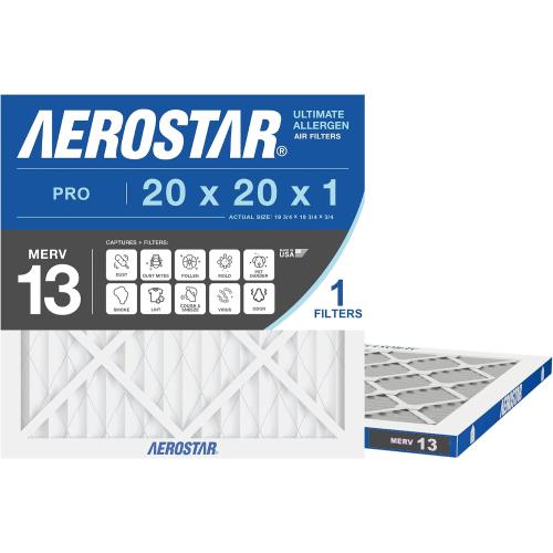 Aerostar Air Filter 20x20x1 MERV 13 AC Filter, Furnace Filter, 1 Pack