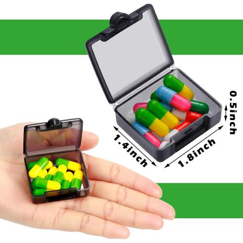 6 Packs Pocket Tiny Pill Case Single Daily Small Pill Container Travel Medicine Holder Cute Portable Personal Medicine Dispensers Organizers for Purse Pills Vitamin Supplements(Black)