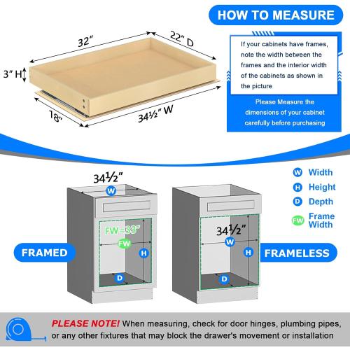 Size 32 W x 22  Color Brown  Soft Close Pull Out Cabinet Organizer, 32 W x 22 D Pull Out Drawer for Cabinet, Bottom Mount Pull Out Drawers for Kitchen Cabinets, Durable Pullout Drawers for Home & Kitchen Organization