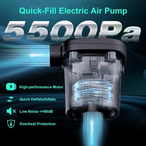 Electric Air Pump - Quick-Fill Portable AC110-120V Pump for Inflatables, Mattresses, Cushions, Pool Floats & More