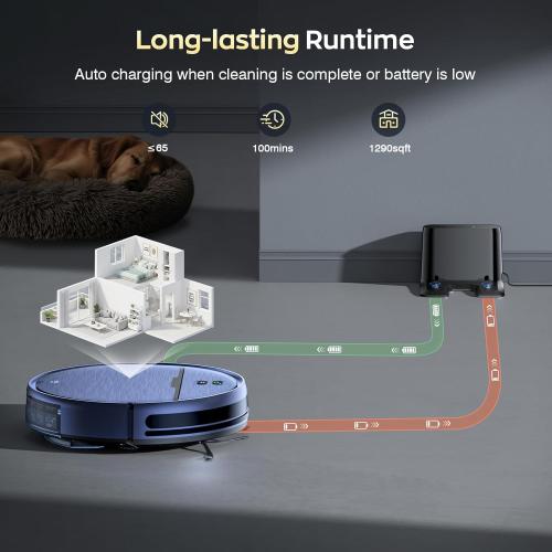 Color Blue Robot Vacuum and Mop Combo, 2 in 1 Robotic Vacuums Cleaner with WiFi/App, Robot Vacuum with Water Tank, Strong Suction, Schedule, Self-Charging, Quiet, for Hard Floor, Pet Hair, Low Pile Carpet