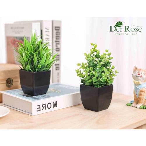 Der Rose 2 Pack Fake Plants Small Artificial Potted Plants Faux Plants Black Bathroom Accessories for Home Office Desk Bathroom Decor Indoor