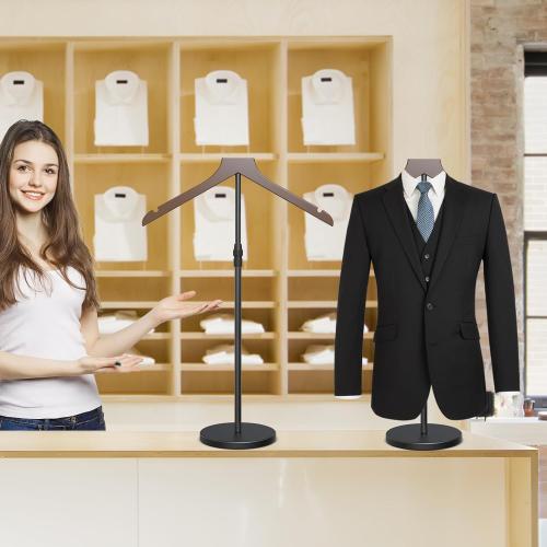 OLV Shirt Display Stand, 18-34 Inch Adjustable Mannequin Stand for Vendors, Mannequin Torso Valet Stand for Shop, Dress Form Steamer Stand for Clothes, Jacket Coat Hanger Stand, Brown