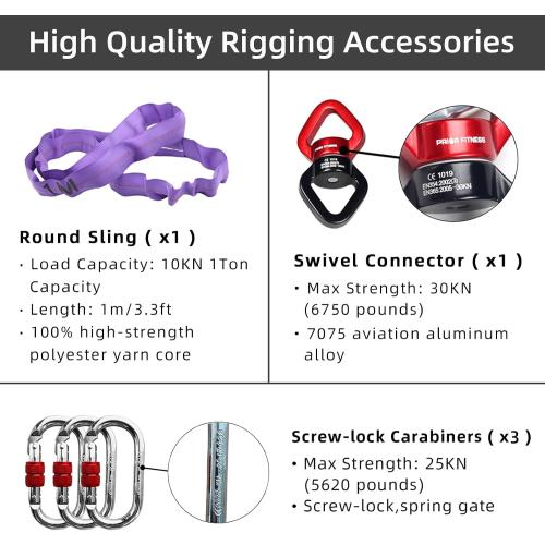 PRIOR FITNESS Professional Lyra Hoop Set, Tab-Less Aerial Ring Equipment with Complete Rigging Hardware