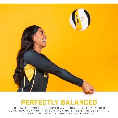 Franklin Sports PVF Real Pro Indoor Game Volleyball - Official Size Professional Indoor Volleyball for Match Play - 12 Panel Microfiber Cover Game Ball - Ball   Pump with Needle Set