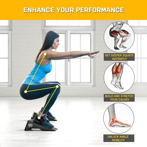 Double Circle Squat Wedge - Professional Ramp for Weightlifting and Fitness - Platform for Heel Elevated Squats and Calf Raises - Heavy-Duty Anti-Slip Blocks