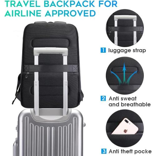 Black 15.6 BANGE Business Smart Backpack Waterproof fit 15.6 Inch Laptop Backpack with USB Charging Port,Travel Durable Backpack
