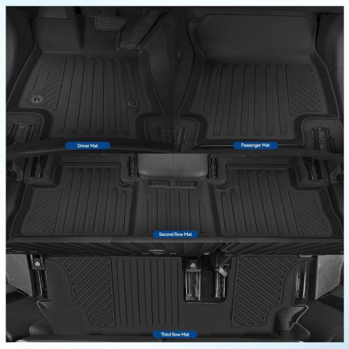 Custom Fit Floor Mats for Nissan Pathfinder 7 Seats/Captain Seat 2022-2026, All Weather TPE Floor Liners & Trunk Mat & Backrest Protectors & Door Sill Guard, Full Set Interior Accessories