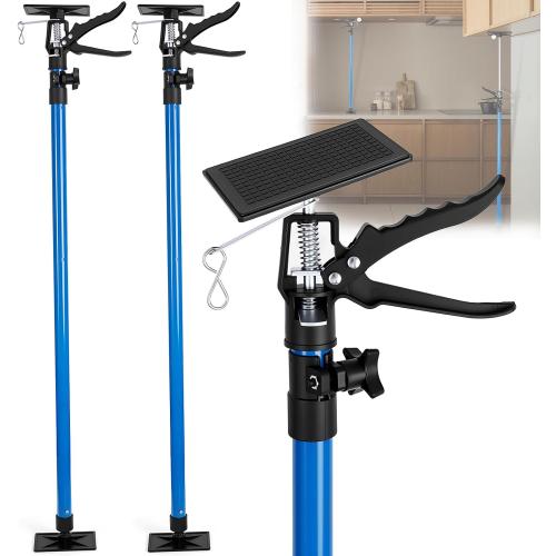 Cabinet Jacks 2Pcs, Adjustable Support Pole 45 to 114, Telescopic Steel 3rd Hand Support Pole for Cabinet Jack, Cargo Bar, Drywall Installations, Support Rod Dust Barrier Poles Bearing Up to 154 lbs