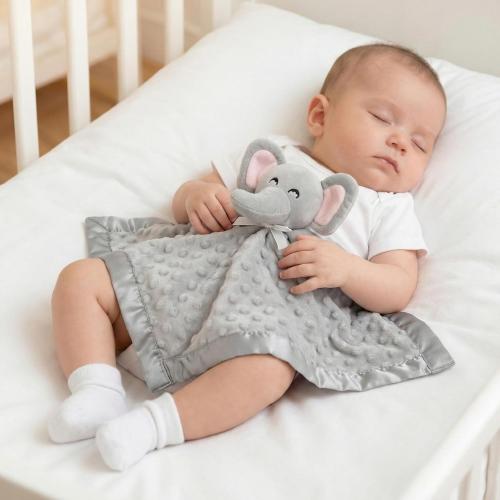 Pro Goleem Elephant Security Blanket, Soft Lovey Unisex Lovie Baby Gifts for Boys and Girls Snuggle Toy Stuffed Animal Newborn Essentials and Items Grey 16 Inch