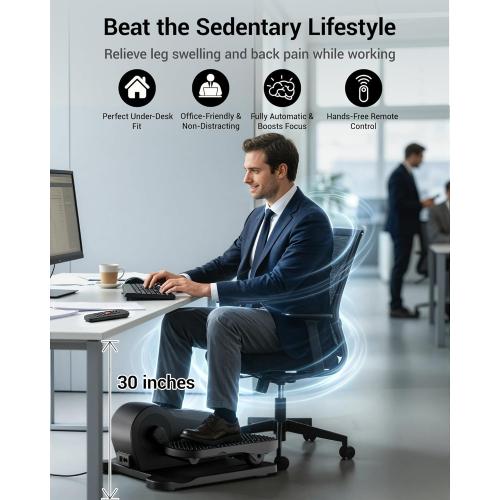 Under Desk Elliptical Machine, Electric Seated Pedal Exerciser, Quiet Leg Exerciser While Sitting for Seniors, Mini Portable Leg Exercise Machine with Remote, Adjustable 12-Speeds, Manual & Auto Mode