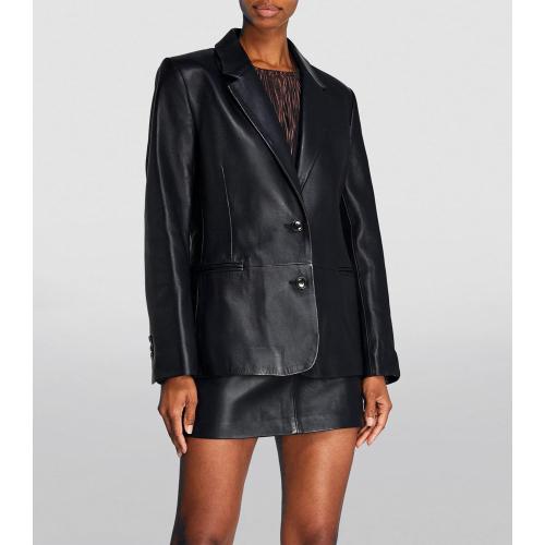 Size S Brown 2-Button Lambskin Leather Blazer Women - Casual Coat Long Sleeves Suit Style Leather Jacket Women