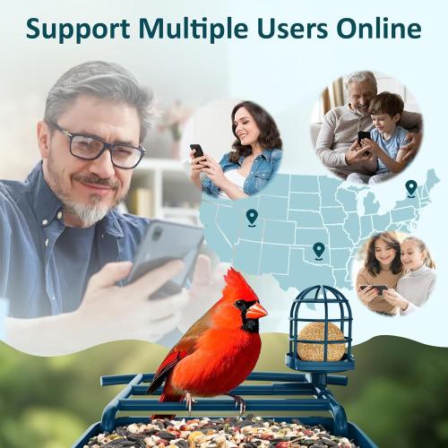 BIRDLEGEND® Bird Feeder with Camera Solar Powered, 2K Portrait Live Free AI Forever Instant Arrival Alerts with 64GB Card, Smart Camera Birds Feeders Wireless Outdoor Gift for Bird Lover, 2.4G WiFi