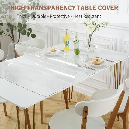 LovePads 1.5mm Thick 23 x 47 Inch Clear Table Cover Protector, Clear Table Protector, Plastic Table Cover, Table Pad for Dining Room Table, Clear Desk Mat Desk Protector for Writing Desk, Coffee Table