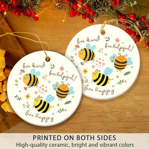 Bee Christmas Ornament 2025 - Cute Bee Gifts for Women Men Boys Girls, Bees Lover Gifts for Friends Neighbors, Ceramic Christmas Ornaments for Tree Decor - Holiday Keepsake & Xmas Gift Exchange Idea