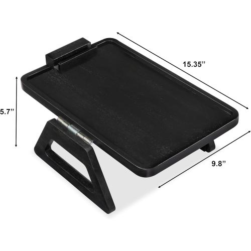 VICTORY RELAX Acacia Wood Arm Table (15.35 D x 9.8 W x 5.7 H), Couch Arm Tray for TV Dinners, Remote, Foldable Armrest Organizer, Rectangular Sofa Armrest Tray - Black