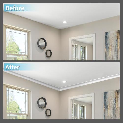 Art3d 10-Pack 47Ft White Ceiling Crown Molding Trim, High Impact Polystyrene Decorative Ceiling Moulding, Installed with Glue