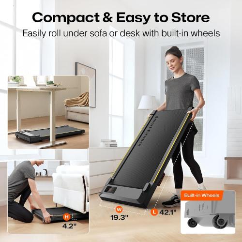 Walking pad Smart with APP, 3-in-1 Under Desk Treadmill for Home and Office, 2.5 HP Portable Walking Jogging Running Machine with Remote Control and LED Display