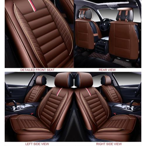 COLOR Brown OASIS AUTO Car Seat Covers Premium Waterproof Faux Leather Cushion Universal Accessories Fit SUV Truck Sedan Automotive Vehicle Auto Interior Protector Front Pair (OS-001 Brown)