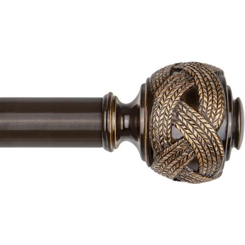 Bronze Curtain Rods for Windows 48 to 84 Inch, USFOOK 7/8 Inch Telescoping Splicing Curtain Rod, Decoration Drapery Rods with Leaf Finials
