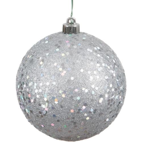 Vickerman 6 Silver Sequin Ball Ornament - 2 ball Shatterproof - Reliable and Ready to Hang - Silver Ornaments - Holiday Decor - Christmas Ornament