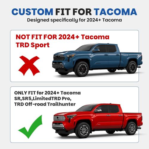 Upgraded Wide Mud Flaps Compatible with 2024-2026 Toyota Tacoma, Heavy-Duty Front & Rear Splash Guards, Custom-Fit Mudguards for Pickup Truck, Durable Fender Liners, No-Drill Installation Kit(4 PCS)