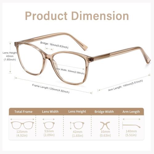 Madison Avenue Blue Light Blocking Glasses Anti Eyestrain UV Glare Blue Light Glasses for Women with Case, TV Phone Computer Gaming Eyeglasses (Coffee Brown)
